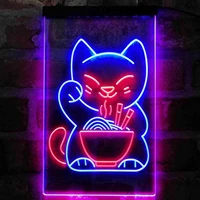 luck cat anime maneki neko ramen dual color led sign custom neon light sign store home stbdio wall decoration business signs