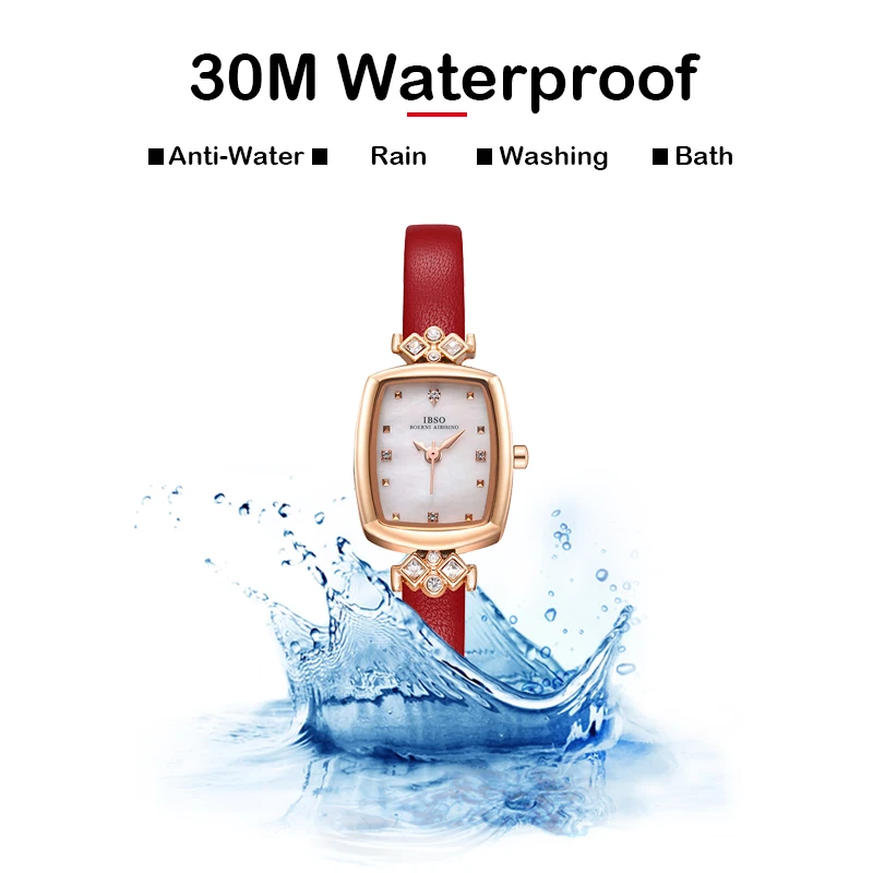 Waterproof Luxury Quartz Watch Women Golden Fashion Top Brand Designer Red Leather Strap Wristwatch Lady Shining Clock Girl Gift enlarge
