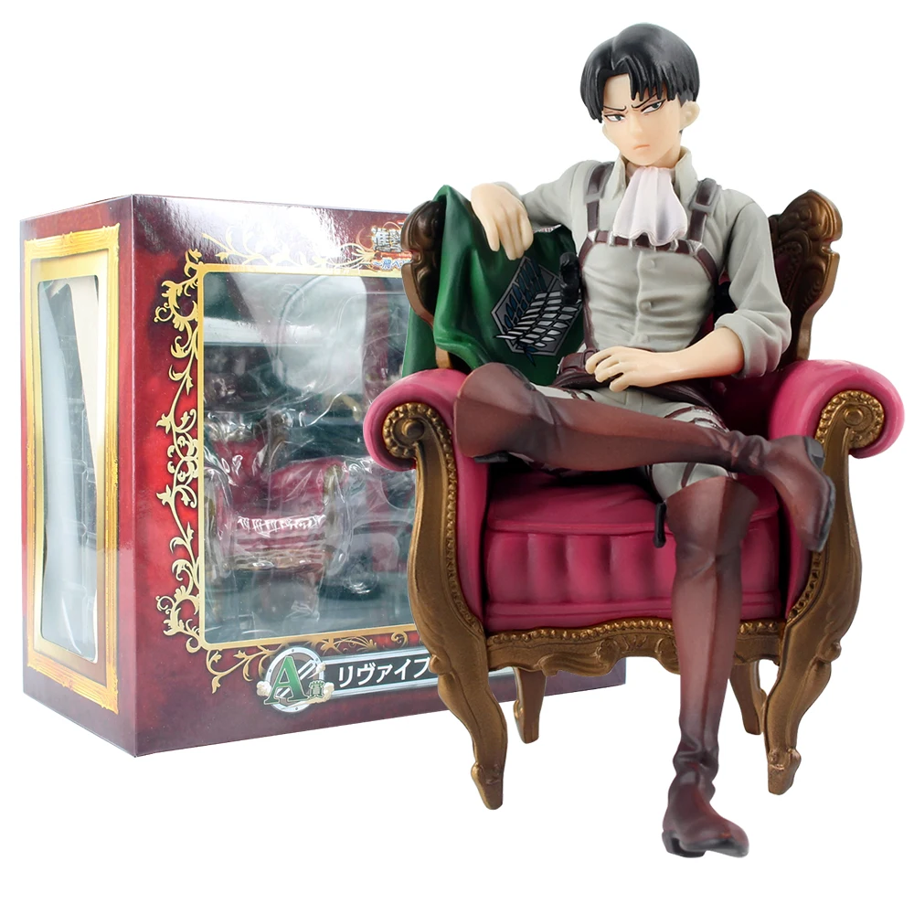 

13cm Anime Attack on Titan Levi Rivaille Rival Ackerman Sofa Solider Levi Sleeping Chair Ver. PVC Action Figure Model Toy Gift