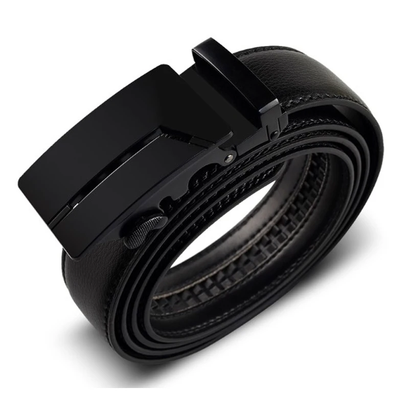 

Zeeshant Brand Fashion Automatic Buckle Black Genuine Leather Belt Streetwear Men's Belts Cow Leather Belts for Men 3.5cm Width