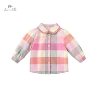 db19143 dave bella winter fashion baby girls plaid print shirts infant toddler tops children high quality clothes