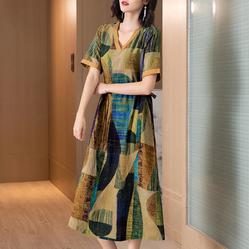 Платье женское длинное с V-образным вырезом приталенное элегантное модное платье