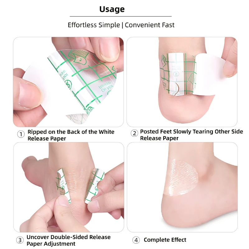 

100Pcs Foot Finger Care Sticker Protector Adhesive Invisible Waterproof Back Heel Anti-Wearing Patch Female Pedicure Tools