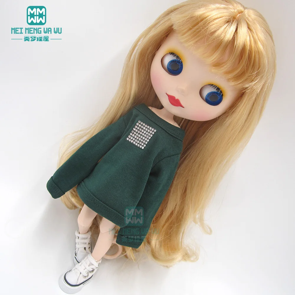 1 шт., одежда Blyth Doll, модная толстовка, белый, розовый, черный, коричневый, темно-зеленый для Blyth Azone OB23, OB24, кукла 1/6, аксессуары