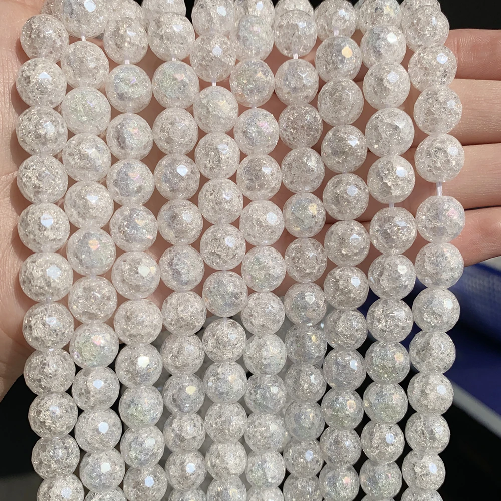 AB Цвет белый снег треснувшие хрустальные ограненные бусины 4/6/8/10/12 мм круглые