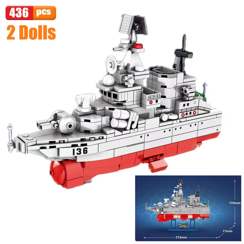 

Type 965 Destroyer Ship Building Blocks Cruise Missile Destroyer Military Boat Model Bricks Toys For Children Birthday Gifts