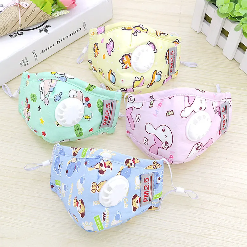 Детская маска с мультяшным принтом дыхательным клапаном предотвращает смог