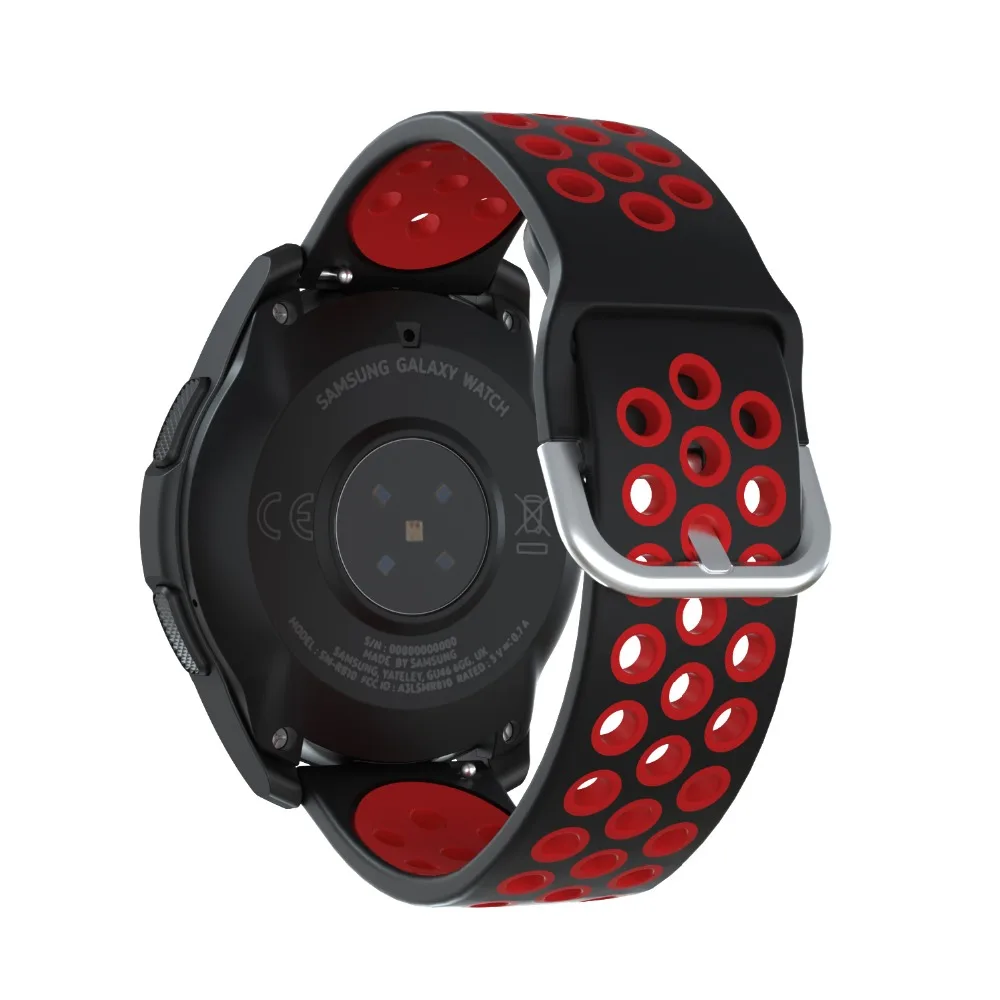 Black red Для samsung Galaxy Watch 46 мм силиконовый ремешок для часов Ремешок для gear S3 Frontier/классические умные часы браслет для huawei GT/GT2 - Цвет: Black red