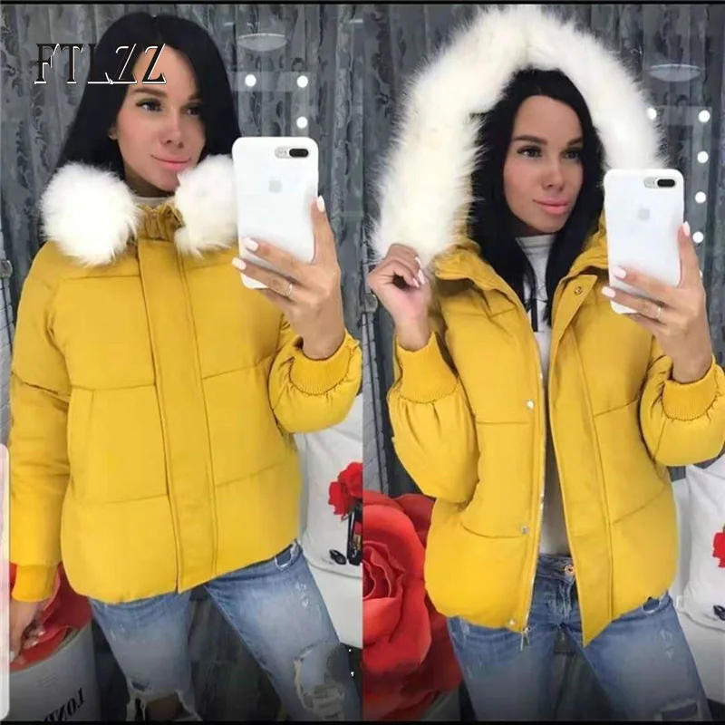 Женская теплая куртка Mujer новинка 2019 Осень Зима Тонкий с капюшоном меховой