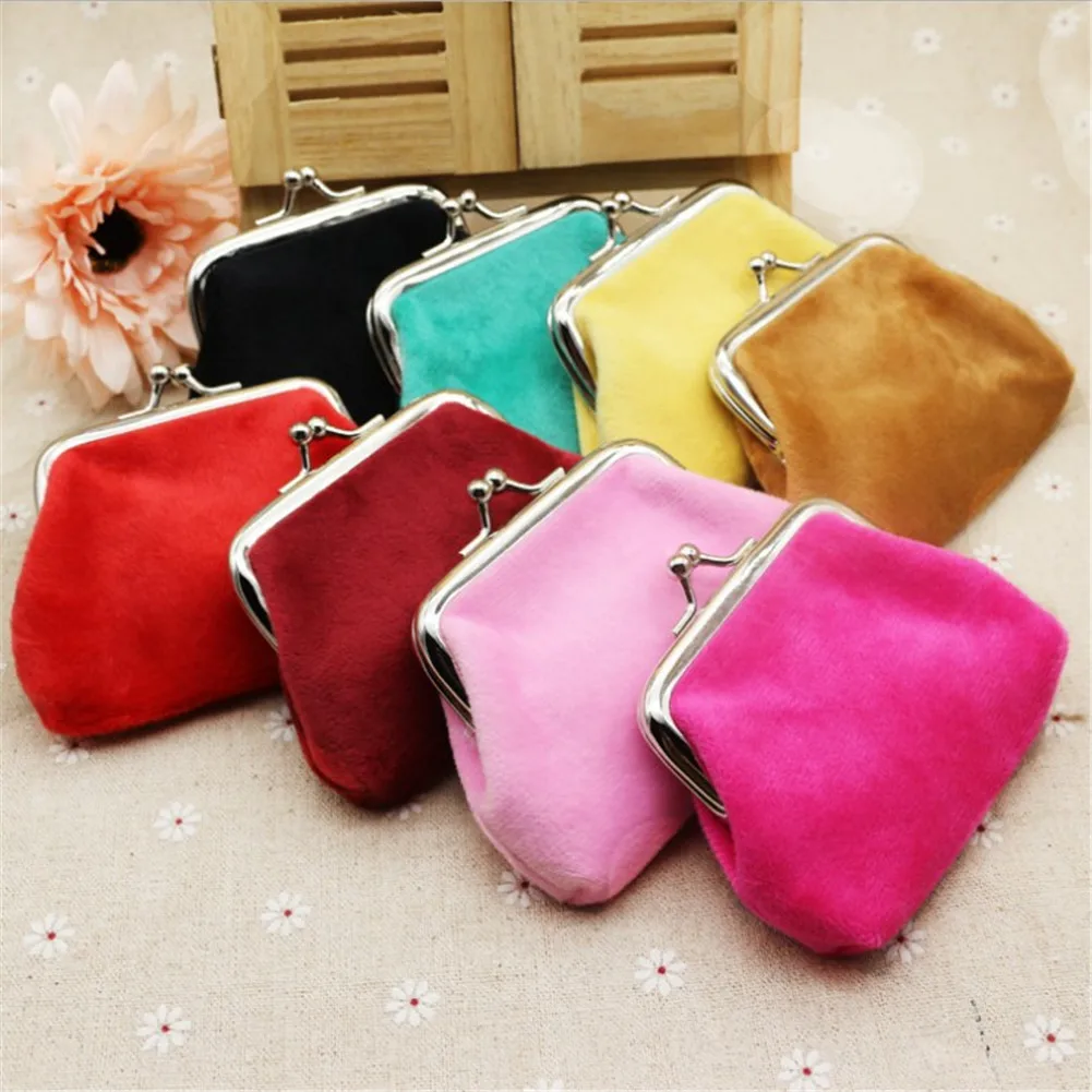 

New Fashion Women Corduroy Small Wallet Holder Coin Purse Clutch Handbag Bag Mini Pouch Hasp Solid Color Card Holder Hot Pink