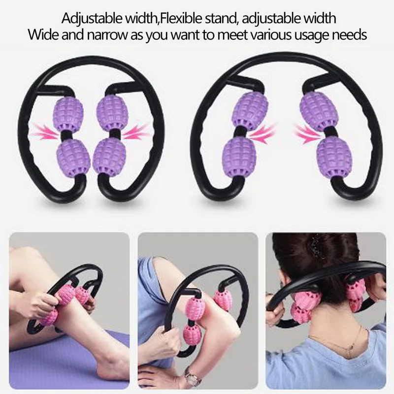 

U Vorm Trigger Punt Massage Roller voor Arm Been Nek Spierweefsel voor Fitness Gym Yoga Pilates Sport 4 Wiel