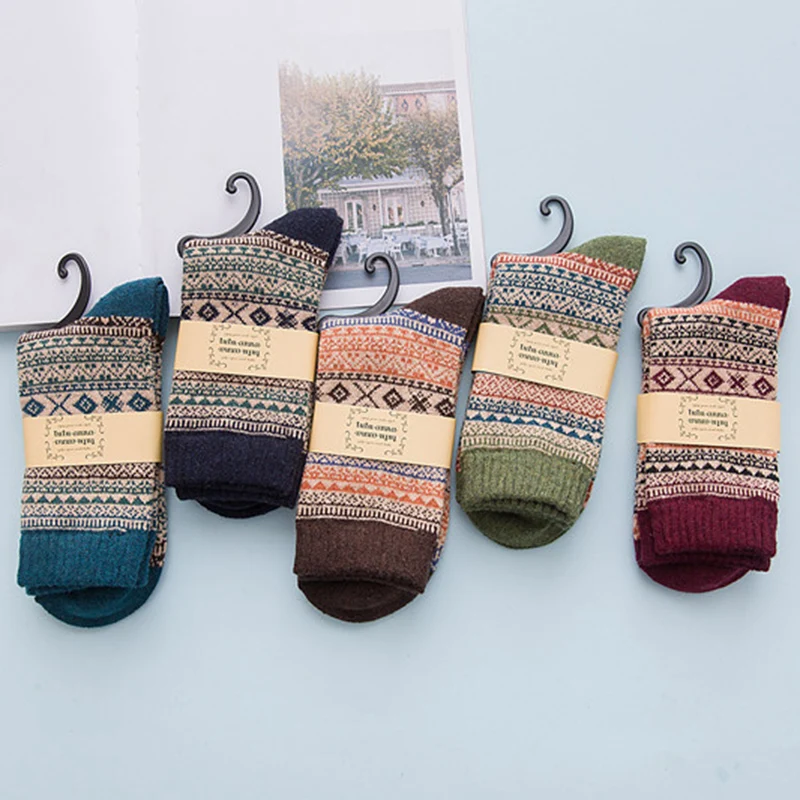 

1 Pair Women Socks Men Wool Warm Winter Thick Socks Adult Deodorant Breathable Long Socks Stockings