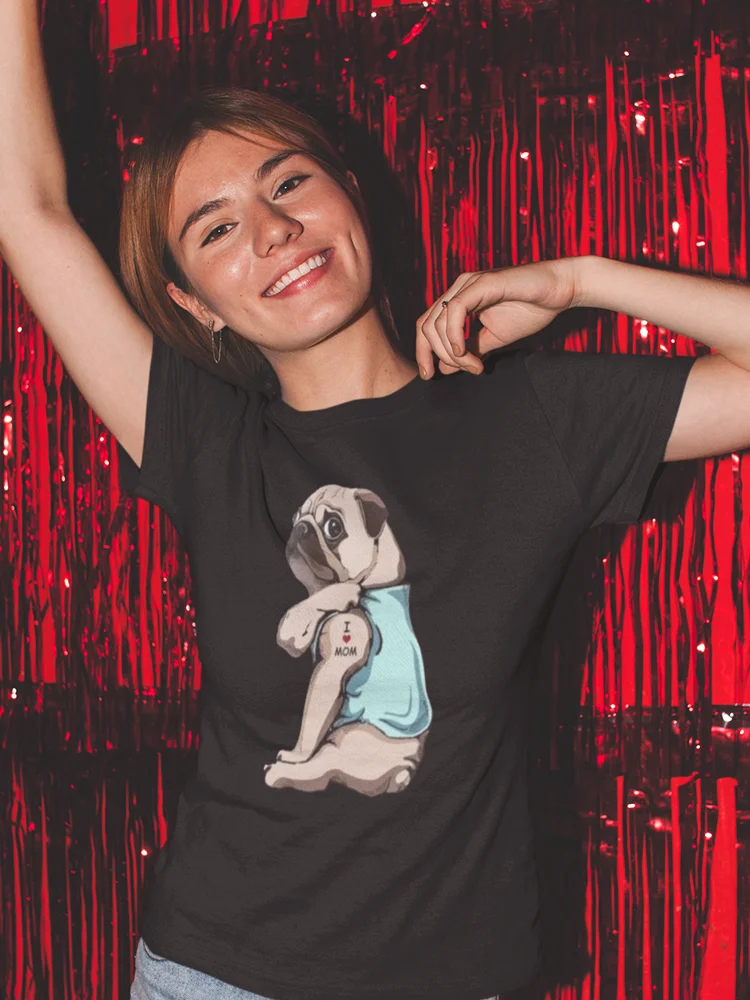 Y2K одежда рубашка с надписью мопс не редует Женский Топ футболки I Love Mom лето 2022