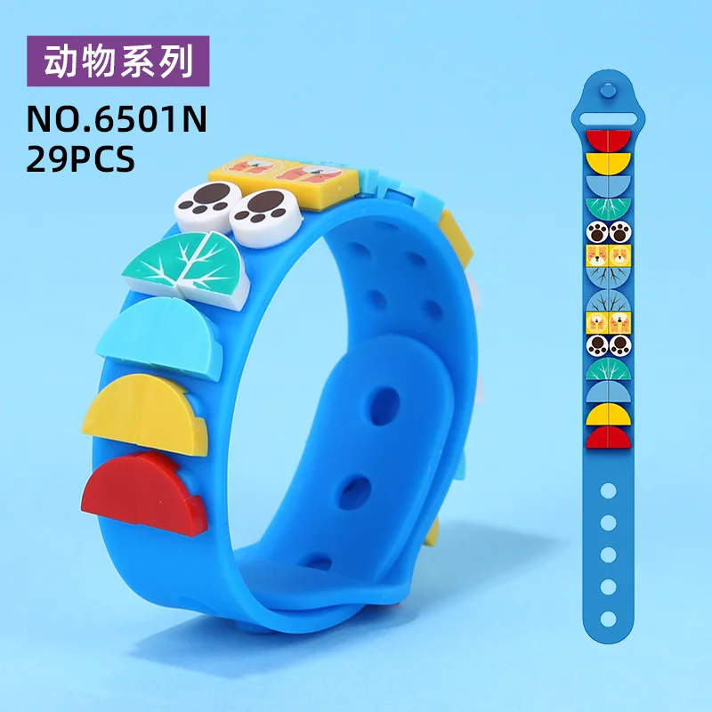 

Creativity Cartoon Diy Assemble Building Block Bracelet Accessories Boy Girl Wearable Wristband Toys For Children Trendy Gifts