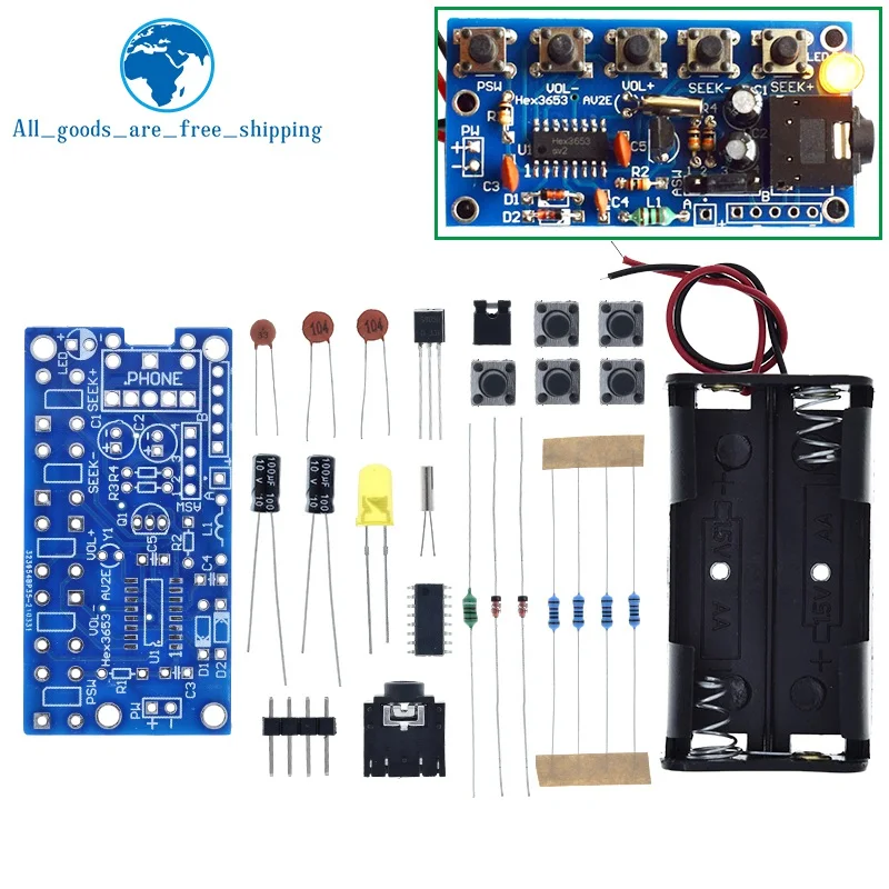 

DIY Electronic Kits Wireless Stereo FM Radio Receiver Module PCB 76MHz-108MHz DC 1.8V-3.6V