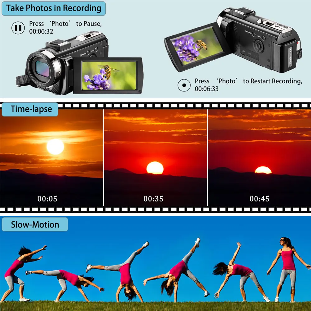 Видеокамера с микрофоном FHD 1080P 30FPS 24MP Vlogging YouTube камера цифровым зумом видеокамера
