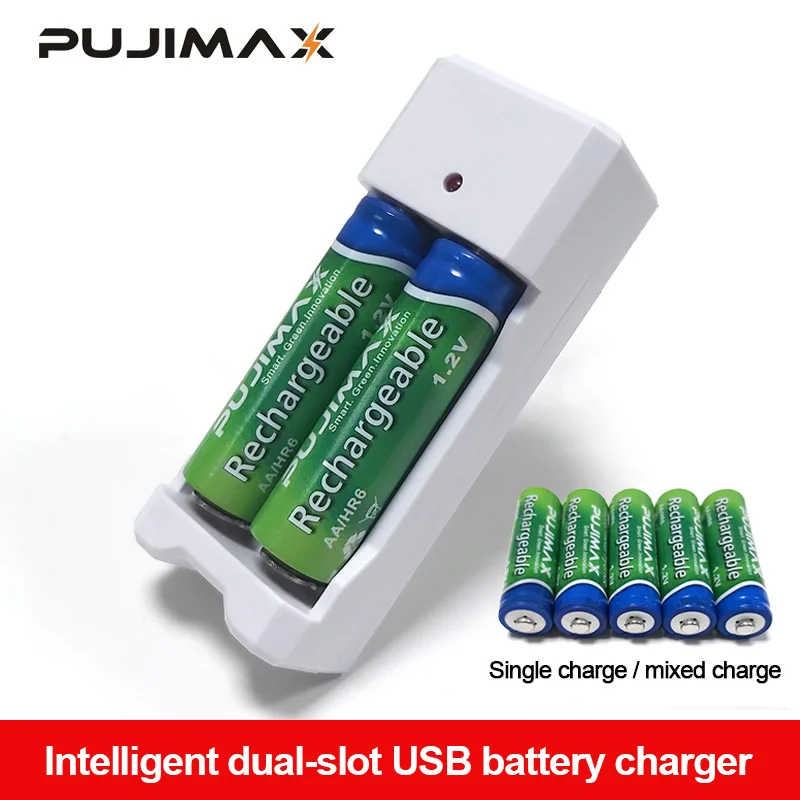 PUJIMAX Универсальный перезаряжаемый аккумулятор быстрая зарядка адаптер USB 2 слота