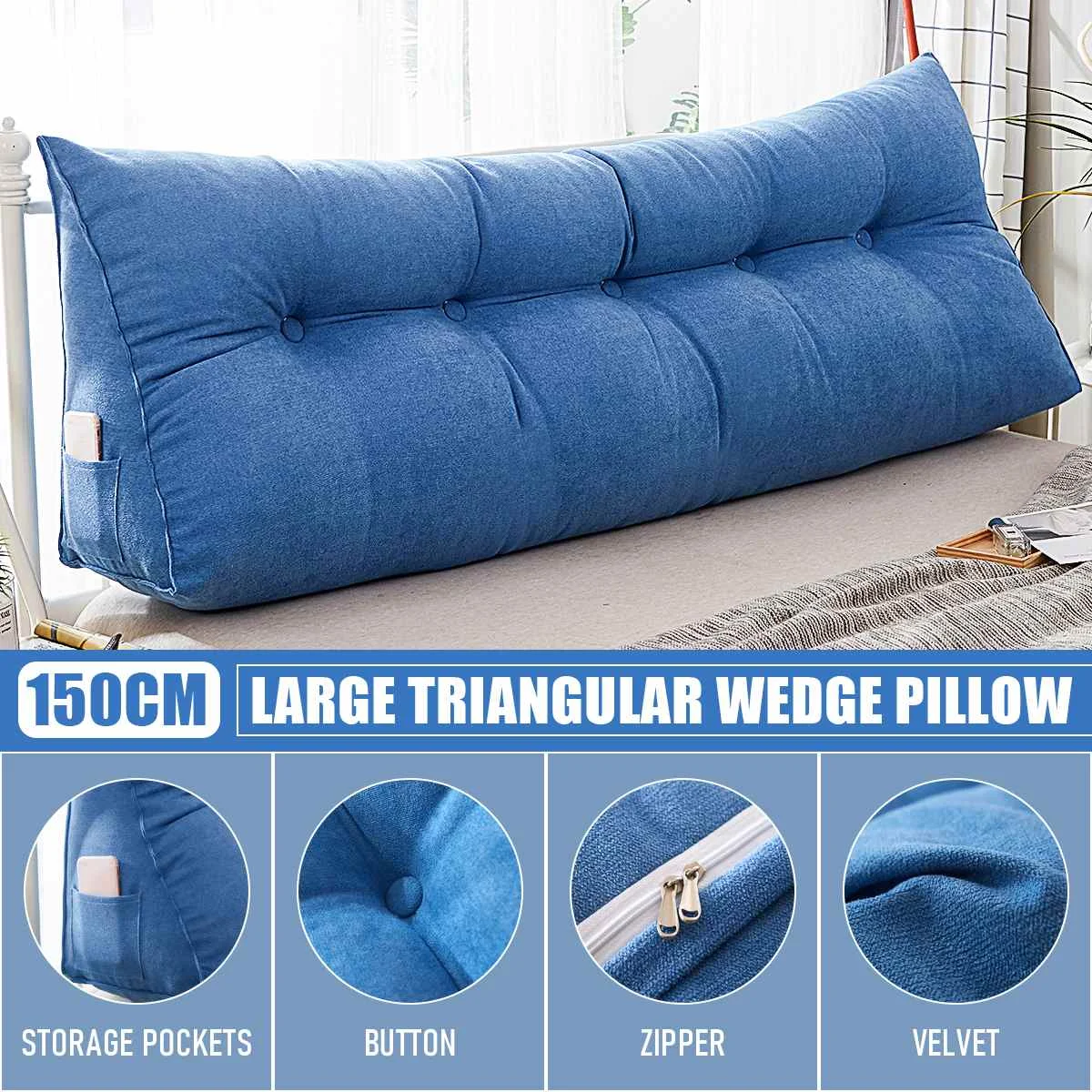 

Треугольная подушка для дивана или кровати Размером 150x23x50 см