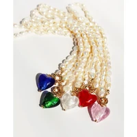 necklaces for women neck chain female jewelry free shipping wholesale gift natural rice beads pearls colorful heart crystal
