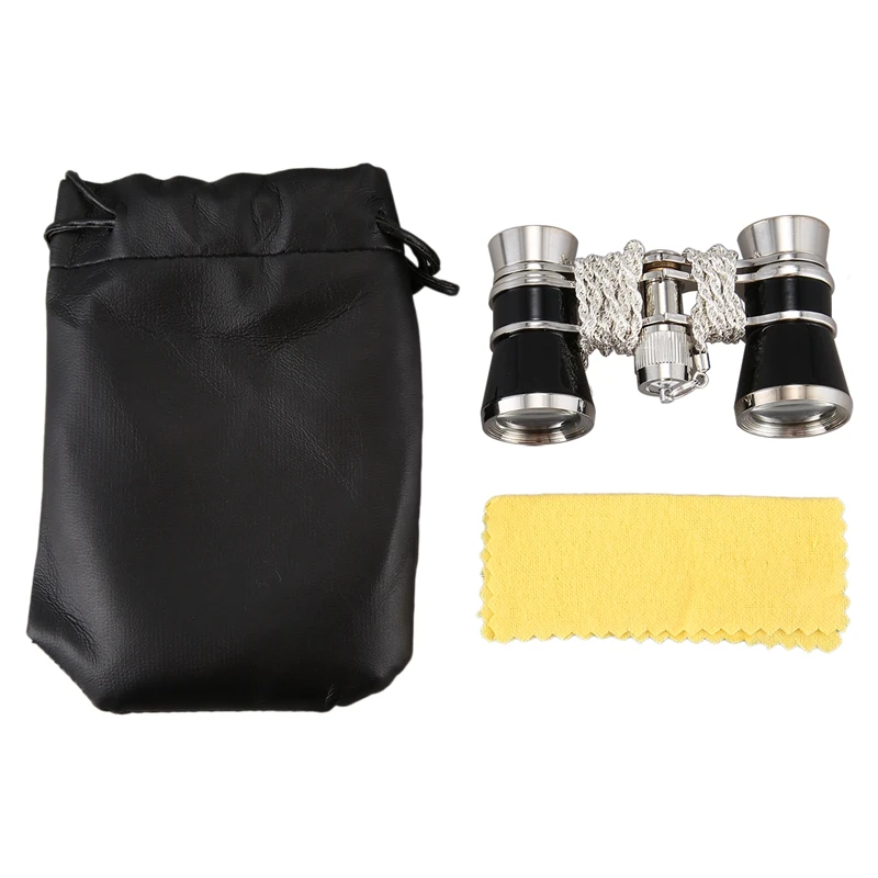 NEW ARRIVAL-3 x 25 Opera Glasses Binoculars Metal Body with Chain Optical Lens Theater Telescope Gift Black | Инструменты