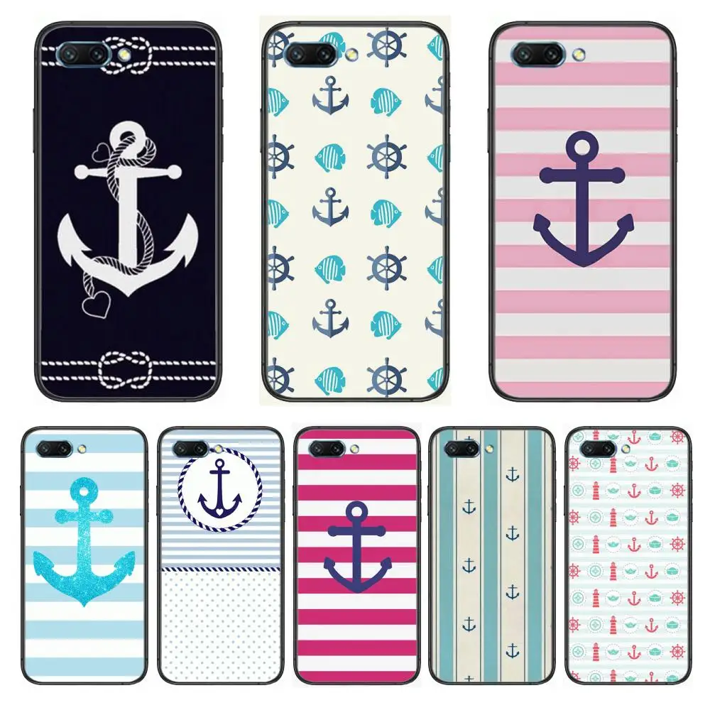 

Nautical Anchor Wood Boat clear Phone Case For Huawei Honor 10 9 8 7 N Pro Lite A C RU Black Etui Coque Hoesjes comic fashion