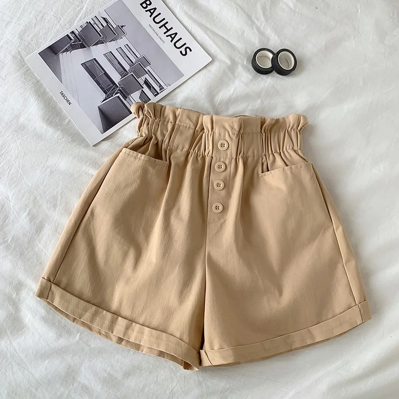 

With Belt High Waist Shorts Women Summer 2021 Cotton Casual Loose Shorts Elegant Women Shorts Femme Pantalones Cortos De Mujer