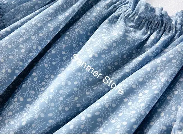 

Spring Summer Women Square Collar Blouse Puff Sleeve Fresh Flower Print Backless Ruffles Lace-up Sweet Shirt Female Clothes