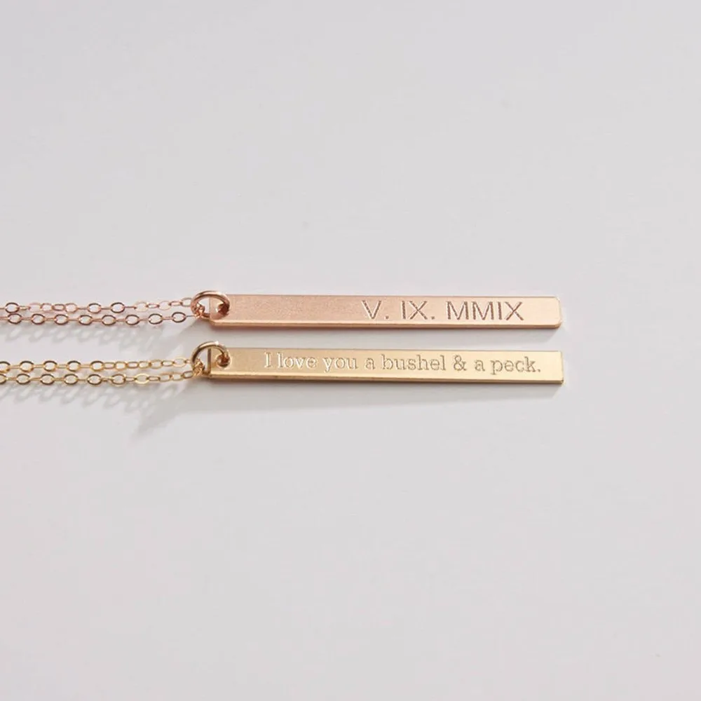 

Custom Bar Name Necklace, Gold Bar Necklace, Personalized Engraved Name Plate Necklace, Graduation Gift, Anniversary Gift