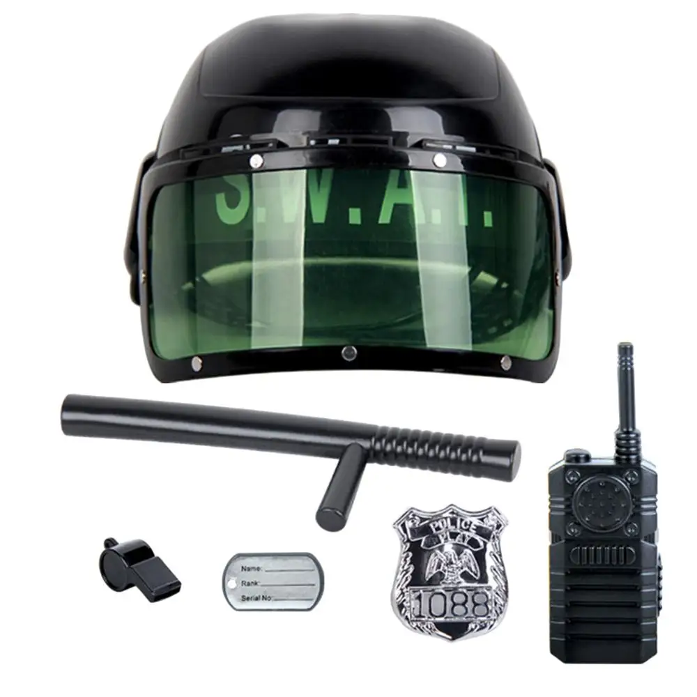 

6Pcs/set Kid's Police Motorcycle Cop Helmet and Officer Accessory Role Play Costume Set