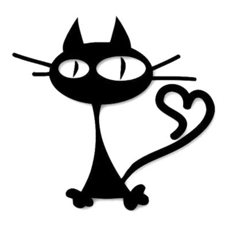 Черная/Серебристая забавная наклейка в виде кошки животного автомобиля