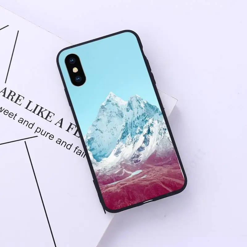 

White Mountain Pine Tree Forest Mountain Peak Mist Phone Case for iPhone 11 12 pro XS MAX 8 7 6 6S Plus X 5S SE 2020 XR