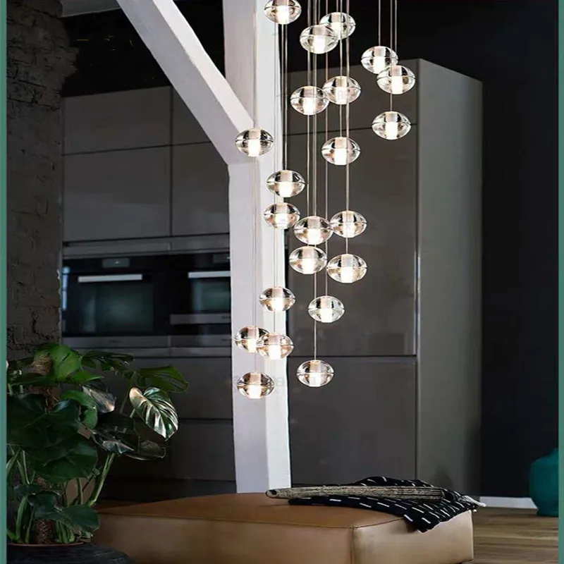 XL/лестничная площадка длинные G4 светодиодный люстры блеск Проект Светодиодный