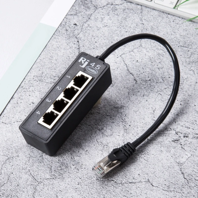 

RJ45 Male To Female Connector 1 Male To 4 Female Ports Ethernet Network Plug Cable Splitter Extension Adapter