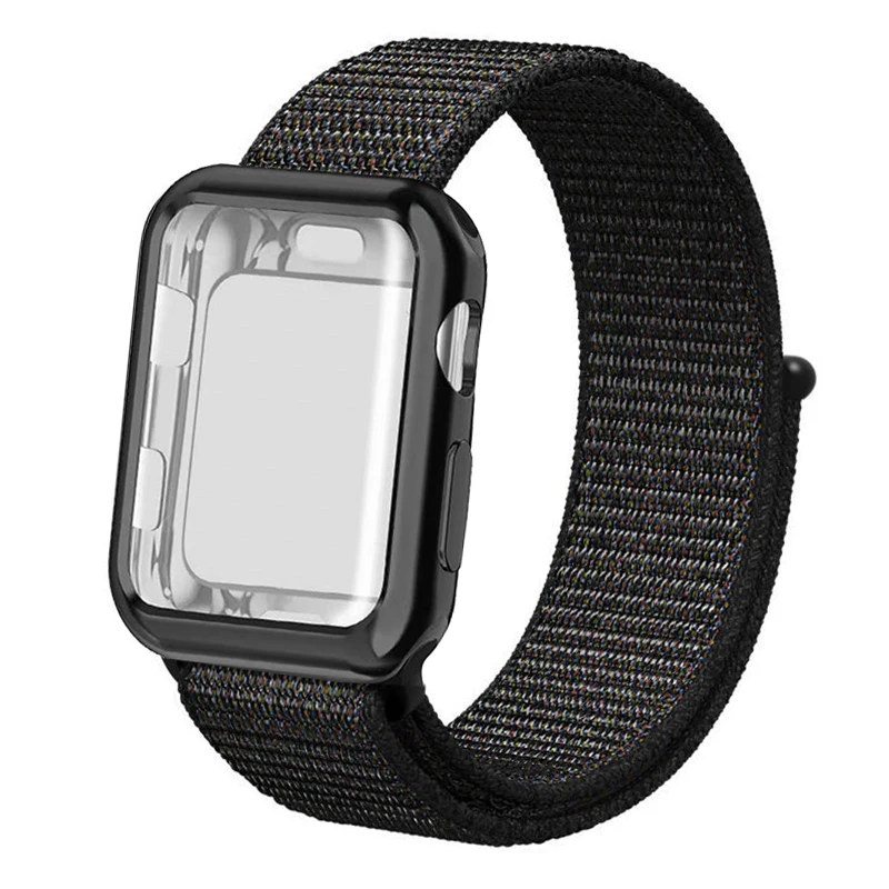 Ремешок для часов для apple Watch полосы спортивный бесшовный correa apple watch 4 3 наручных часов iwatch, ремешок 38 мм 42-44/40 мм нейлоновый браслет+ чехол для часов