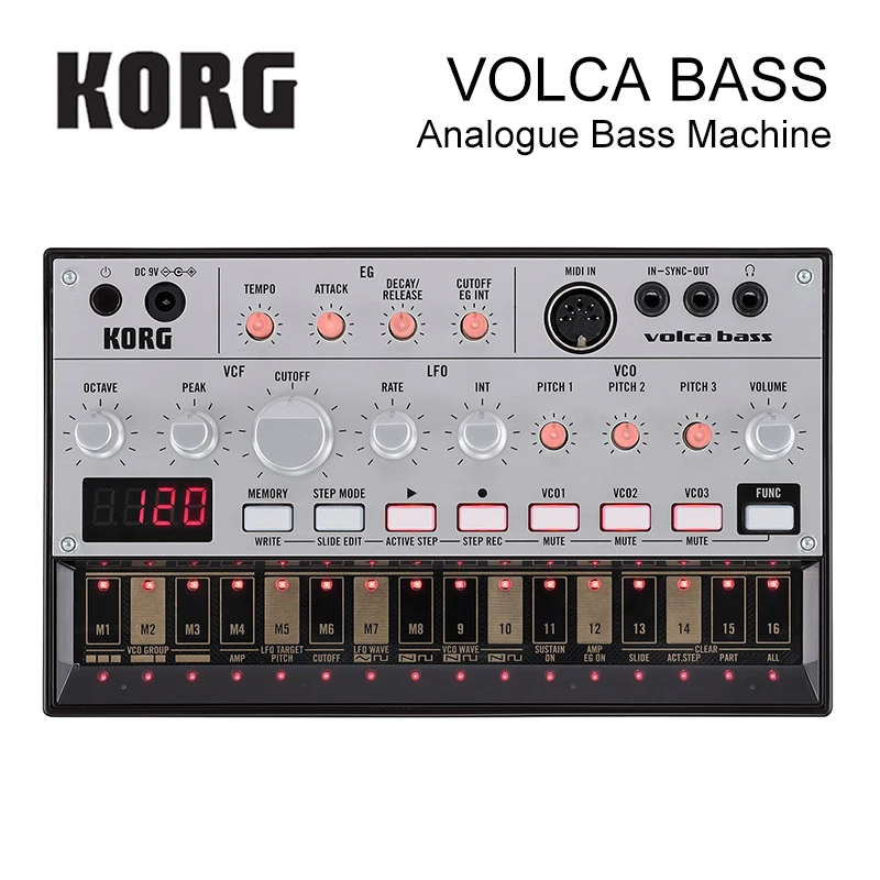 Аналоговый басовый аппарат Korg Volca собранный в электро племя блестители для