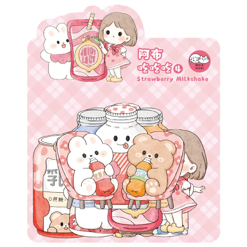 24 шт. кавайные канцелярские наклейки мультяшная девушка еда 4 нежелательный