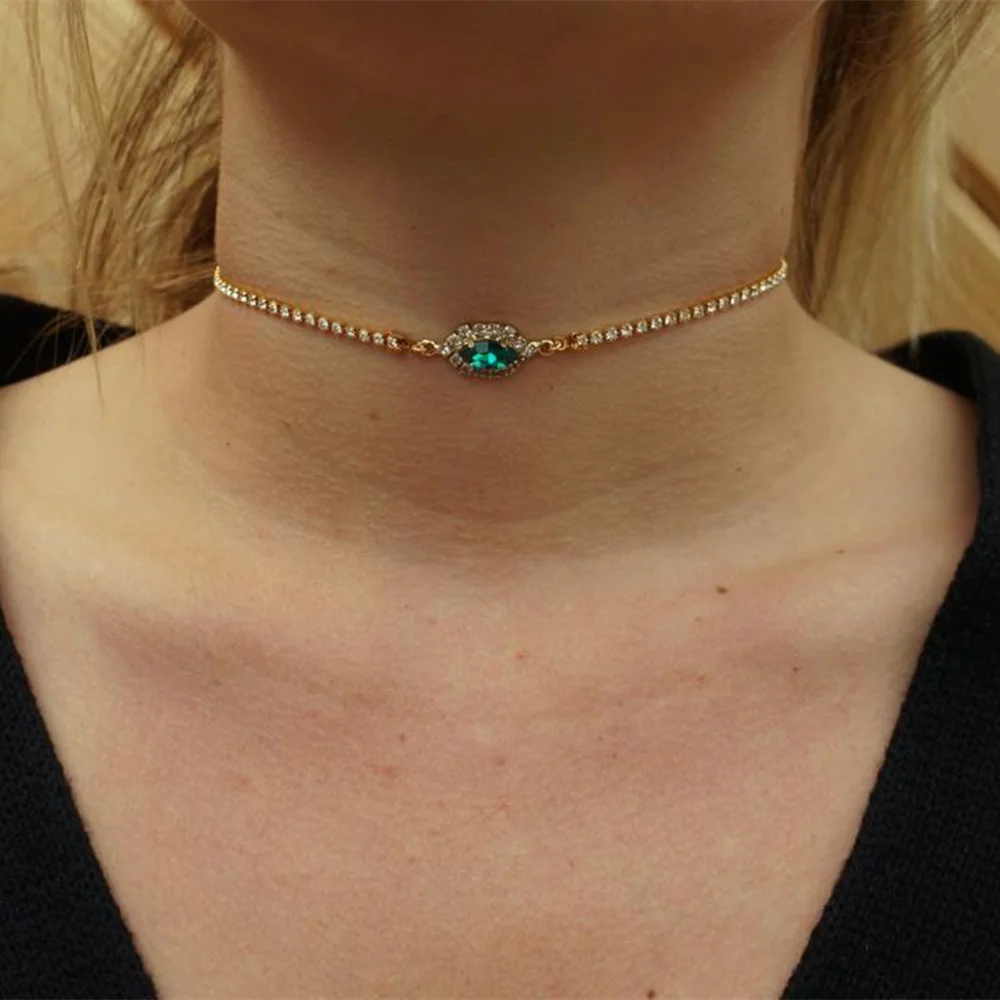 Роскошное ювелирное изделие Подарочный чокер с кристаллами ожерелье цепочка до