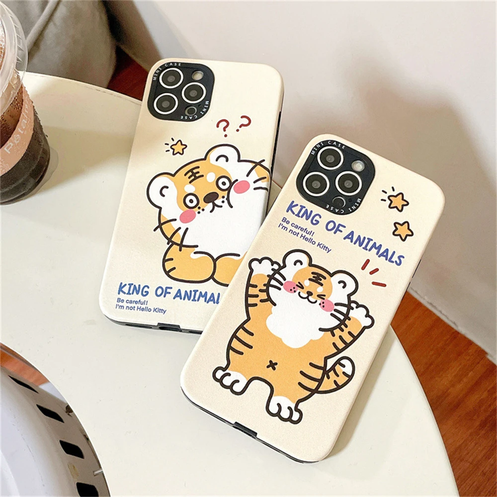 

Cute Fat Tiger Cartoon Phnoe Case For Iphone13 Pro Promax Couple Fashion Sweet Phone Case Anti-fall Full Coverage Cover