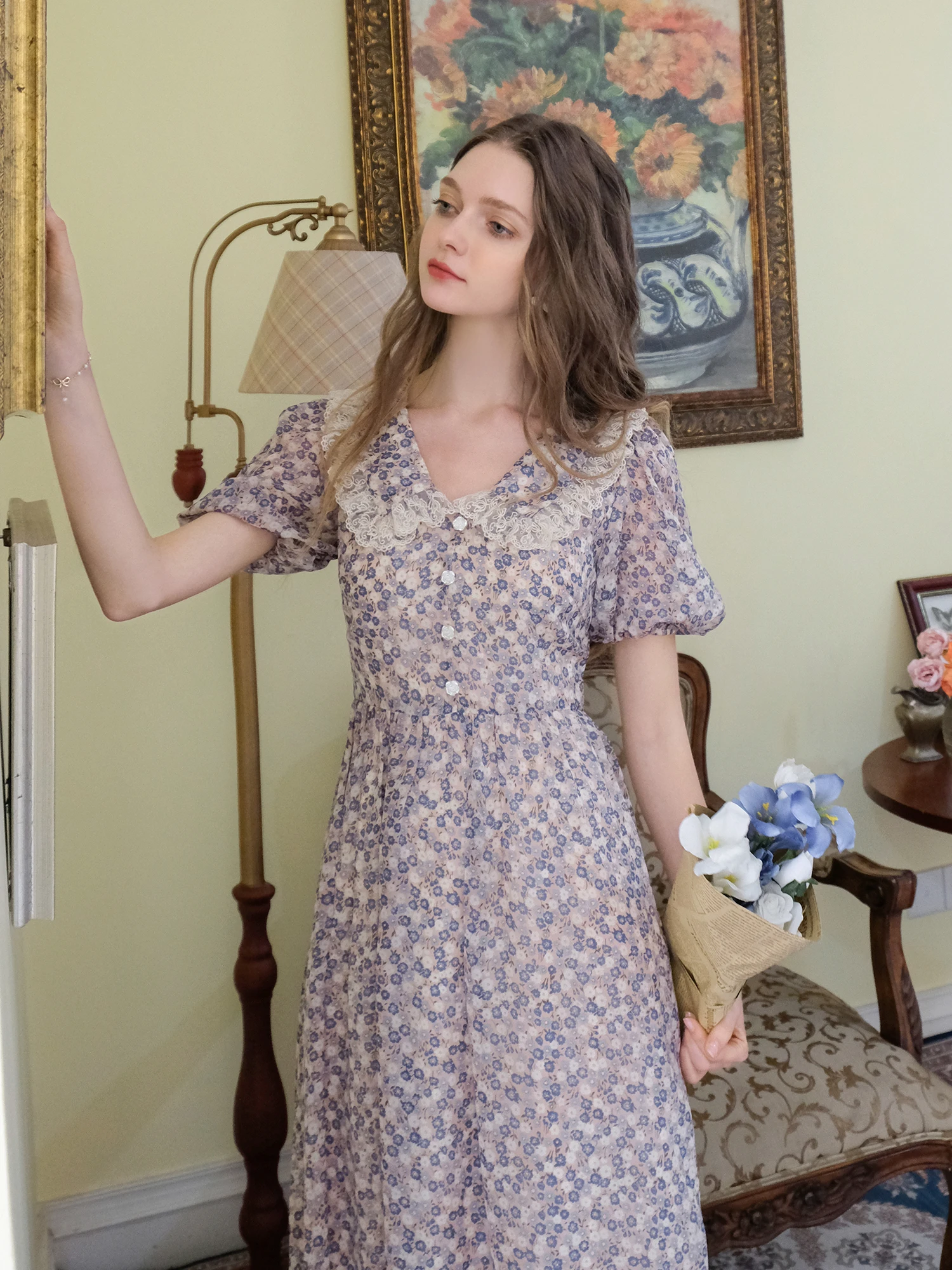 Женский летний сарафан в стиле бохо шифоновое длинное платье с цветочным принтом