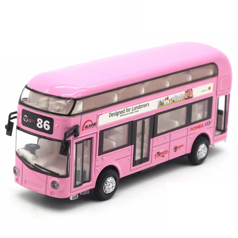 Diecast Лондонский автобус двухэтажный светильник и музыка открытая дверь дизайн