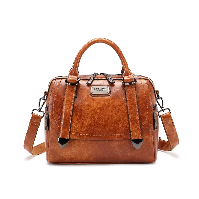 

2021 Retro Oil Wax Leather Single Shoulder Messenger Fashion Women's Bag