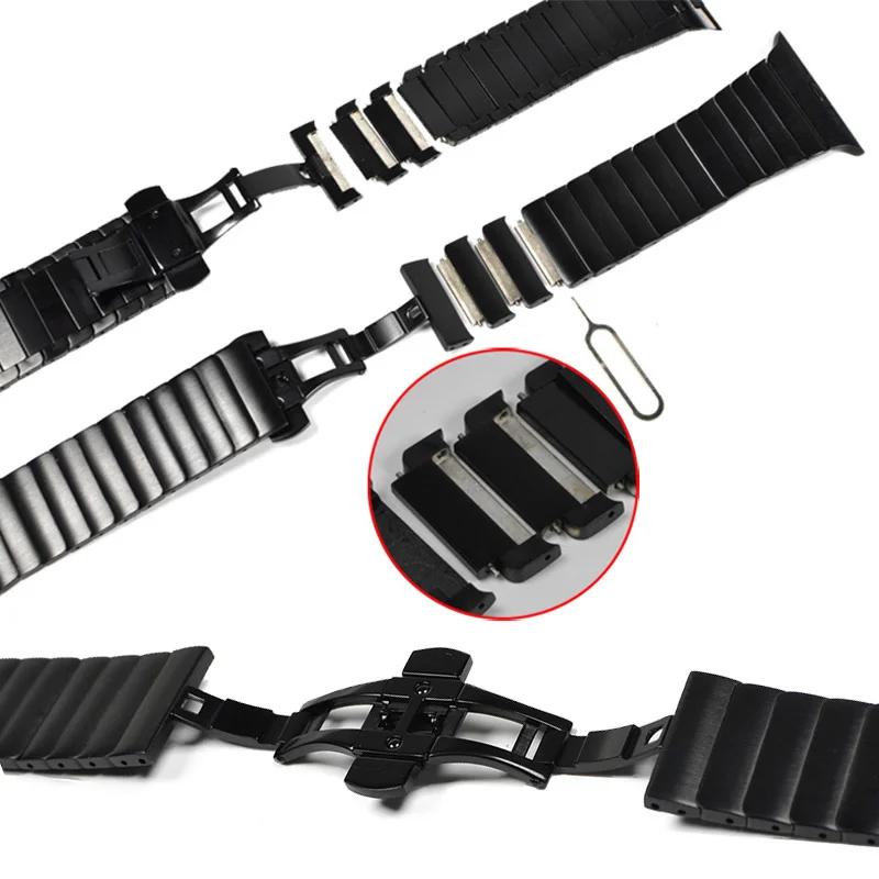 Steel strap Stainless for Apple Watch band 44mm 40mm iWatch 42mm/38mm Butterfly Metal Bracelet watch serie 5 4 3 se 6 | Наручные часы