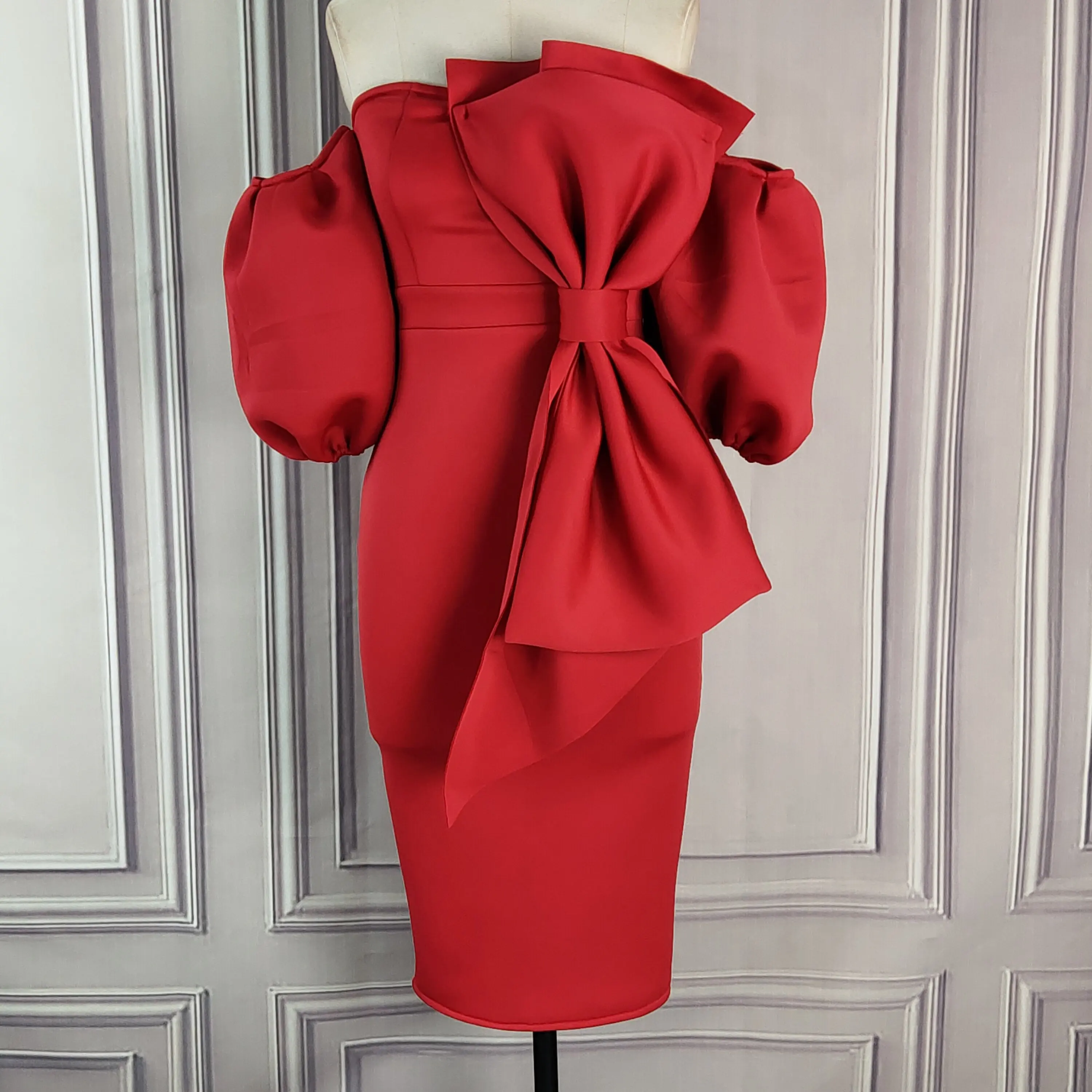 Женские платья с открытыми плечами для рождественской вечеринки красный