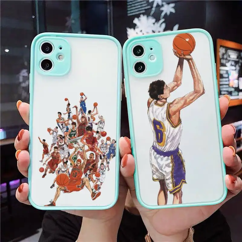 

Slam Dunk 1 Phone Case For iPhone 12 11 Mini Pro XR XS Max 7 8 Plus X Matte transparent blue Back Cover