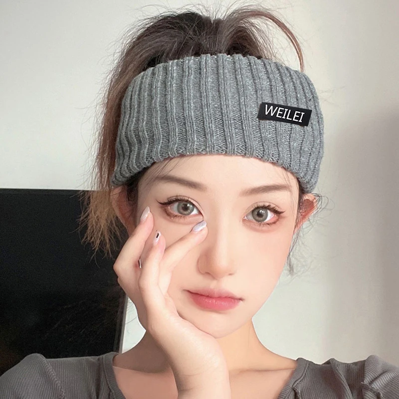 

Winter Knitted Wool Warm Headband Foldable Striped Elastic Hair Bands Wide-brimmed Letter Printing Headband Hair Accessories New