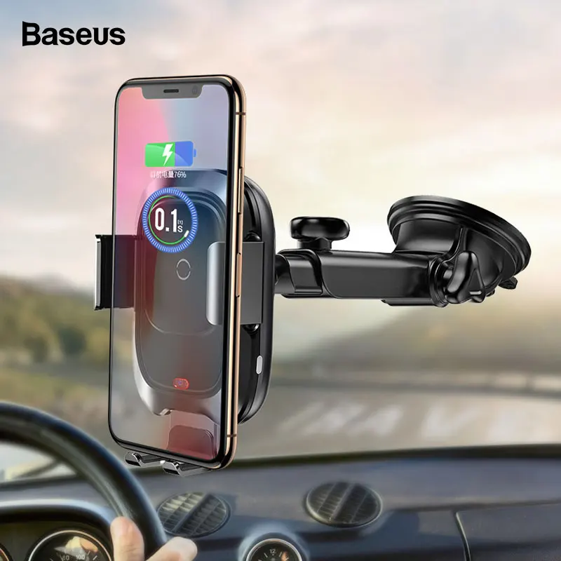 Baseus Qi автомобильное беспроводное зарядное устройство для iPhone Xs Max X samsung S10 Xiaomi Mi 9 инфракрасное Индукционное Быстрое беспроводное зарядное устройство для автомобиля