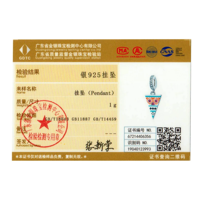 

WOSTU 925 Sterling Silver Charms Fun Triangle Bead Colorful Pendant Fit Original Bracelet Necklace For Women Jewelry CTC454