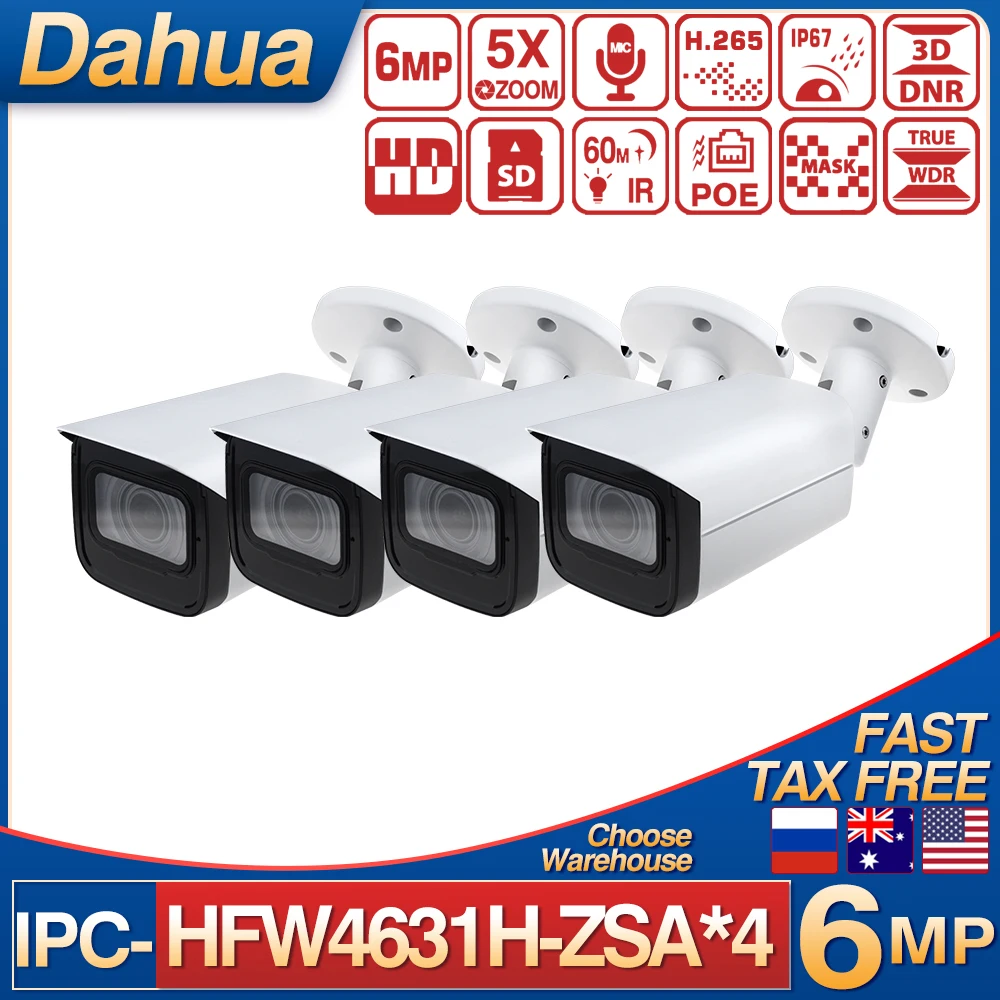 

Dahua IP камера 6MP IPC-HFW4631H-ZSA 2,7-13,5 мм 5X зум ночное видение ИК 60 м встроенный микрофон слот для sd-карты PoE IP67 IK10 безопасности IPC