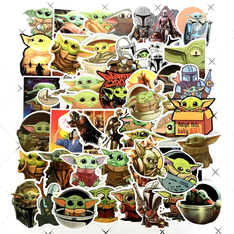 

22/50/72/шт. Детская йода грогу Звездные войны мандалорианские Мультяшные наклейки водонепроницаемые граффити Аниме Фигурки игрушки для подар...