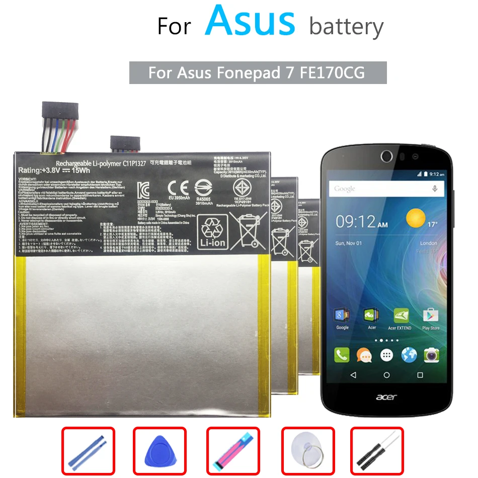 Литий полимерный аккумулятор для Asus Fonepad 7 FE170CG ME170C FE170 Fonepad7 K017 K012 3910mAh Tablet C11P1327